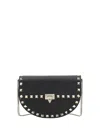 Valentino Mini Rockstud Shoulder Bag In Grainy Calfskin In Nero