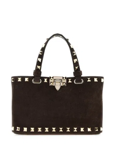 Valentino Garavani Rockstud Mini Suede Shopping Bag In Pink
