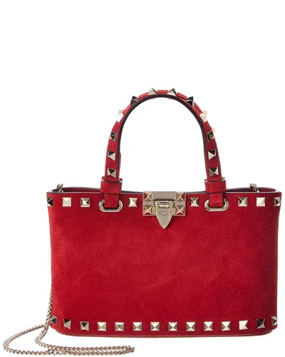 Valentino Garavani Valentino Rockstud Mini Suede Tote In Red