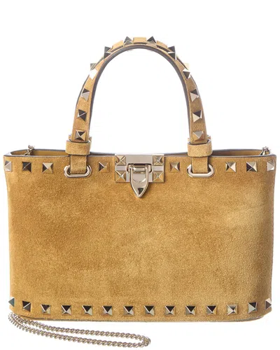 Valentino Garavani Valentino Rockstud Mini Suede Tote In Beige