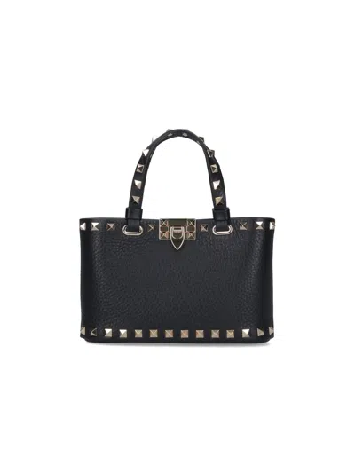 Valentino Garavani "rockstud" Mini Tote Bag In Black