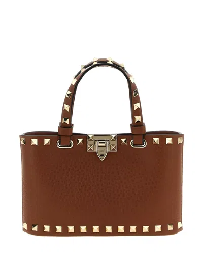 Valentino Garavani Rockstud Mini Tote Bag In Brown
