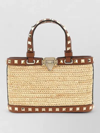 Valentino Garavani Rockstud Mini Tote Bag Chain Handle In Brown