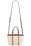 Valentino Rockstud Mini Tote Bag In Naturale & Selleria