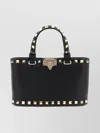 Valentino Garavani Rockstud Mini Tote Bag With Chain Strap In Black