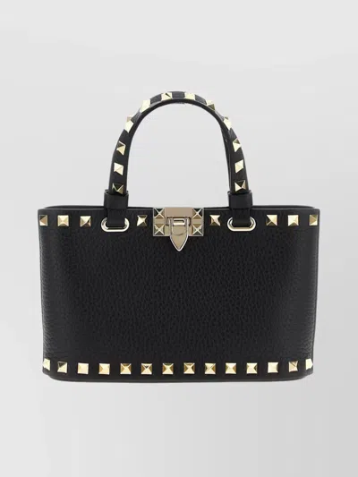 Valentino Garavani Rockstud Mini Tote Bag With Chain Strap In Black