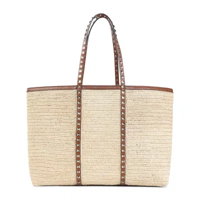 Valentino Garavani Valentino Rockstud Mini Tote Handbag In Neutral