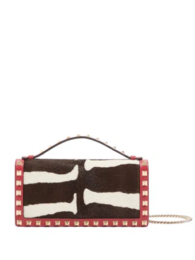 Valentino Garavani Valentino Rockstud Mini Wallet With Strap In Biancotros