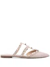 Valentino Garavani Rockstud Patent-leather Mule Woman Poudre 41.5 In Neutrals