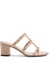 Valentino Rockstud T. 60 Strappy Mules In Pink