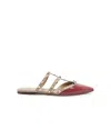 Valentino Pointed Toe Studded Leather Slippers In Nude