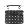 Valentino Garavani Black Quilted Leather Cylindrical Vanity Bag With Chain Women In Black