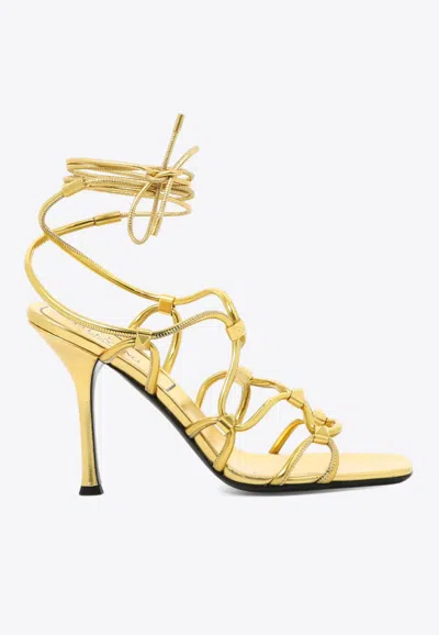 Valentino Garavani Rockstud Net 100 Strappy Sandals In Gold