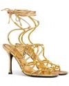 Valentino Rockstud Net Lace-up Leather Sandal In Gold