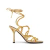 Valentino Rockstud Net 100 Metallic Leather Sandals In Gold