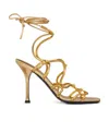 Valentino Rockstud Net 100 Metallic Leather Sandals In Nude