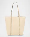 Valentino Garavani Rockstud North-south Leather Tote Bag In Light Ivory