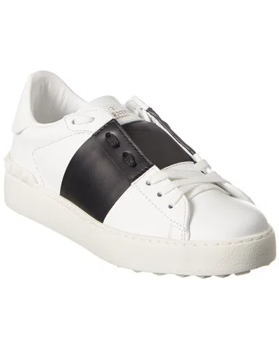 Valentino Garavani Valentino Rockstud Open Leather Sneaker In White