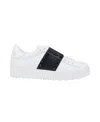 Valentino Rockstud Open Leather Sneakers In White