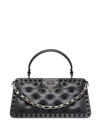 Valentino Garavani Rockstud Padded Leather Tote Bag In Black