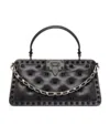 Valentino Rockstud Padded Nappa Handbag In Black