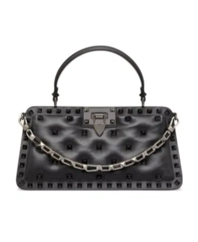 Valentino Garavani Rockstud Padded Nappa Handbag In Black