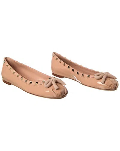 Valentino Garavani Rockstud Patent Ballerina Flat In Pink