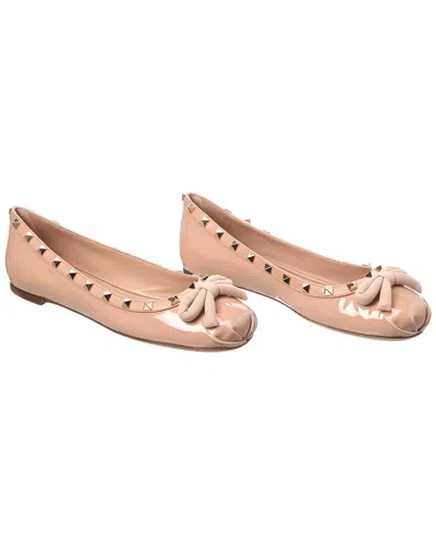 Pre-owned Valentino Garavani Valentino Rockstud Patent Ballerina Flat (authentic Pre-loved)