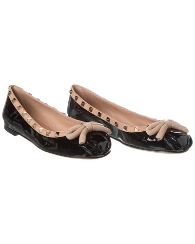 Pre-owned Valentino Garavani Valentino Rockstud Patent Ballerina Flat (authentic Pre-loved)