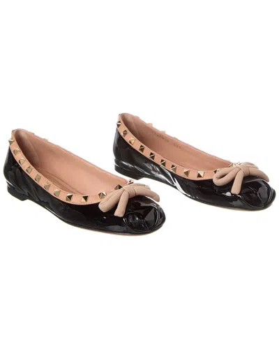 Pre-owned Valentino Garavani Valentino Rockstud Patent Ballerina Flat (authentic Pre-loved)