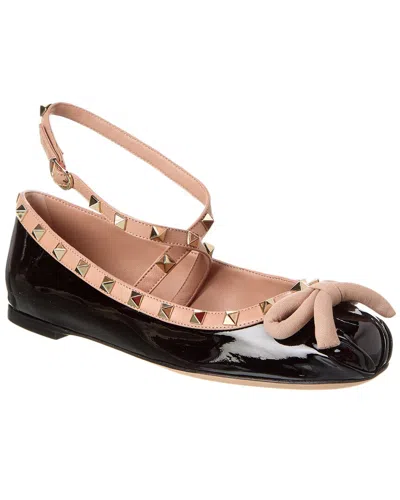 Valentino Garavani Rockstud Leather Flats In Black