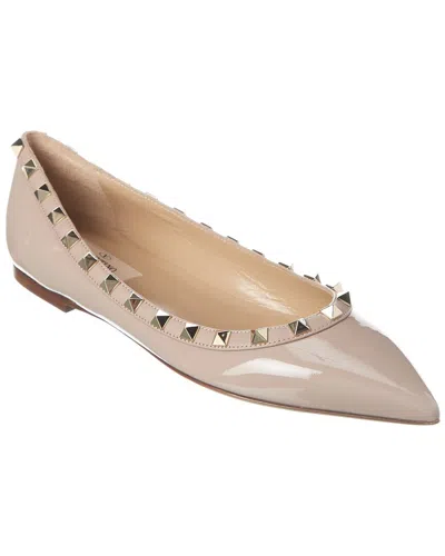 Valentino Garavani Rockstud Patent Leather Ballerinas In Pink