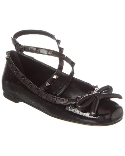 Valentino Garavani Valentino Rockstud Patent Ballet Flat In Black