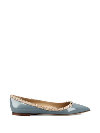 Valentino Garavani Valentino Rockstud Patent Ballet Flats In Gray