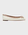 Valentino Rockstud Patent Ballerina Flat In Ivory Rose/cannelle