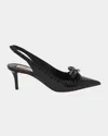 Valentino Garavani Rockstud Bow Slingback Pump In Patent Leather With Matching Studs 60mm Woman Blac In Nero