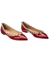Valentino Rockstud Pointed Toe Ballerina Flat In Red