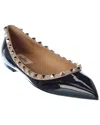 Valentino Rockstud Patent Leather Ballet Flats In Beige