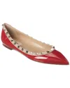 Valentino Rockstud Pointed Toe Ballerina Flat In Red