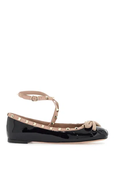 Valentino Garavani Rockstud Leather Ballet Flats In Black