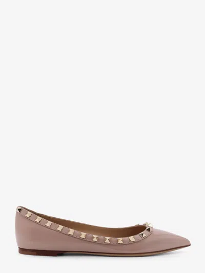 Valentino Garavani Rockstud Patent Leather Ballerinas In Pink