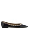 Valentino Rockstud Patent Leather Ballet Flats In Black