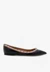 Valentino Rockstud Patent Leather Ballet Flats In Black
