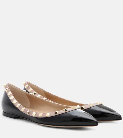 VALENTINO GARAVANI ROCKSTUD PATENT LEATHER BALLET FLATS