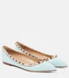 Valentino Rockstud Pointed Ballet Shoes In Blue