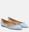 Valentino Rockstud Patent Leather Ballet Flats In Blue