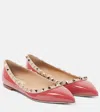 Valentino Rockstud Pointed Toe Ballerina Flat In Pink