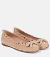 Valentino Glossy Finish Flats With Decorative Bow In Pink