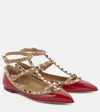 Valentino Rockstud Patent Leather Ballet Flats In Rot