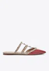 Valentino Pointed Toe Studded Leather Slippers In Pink